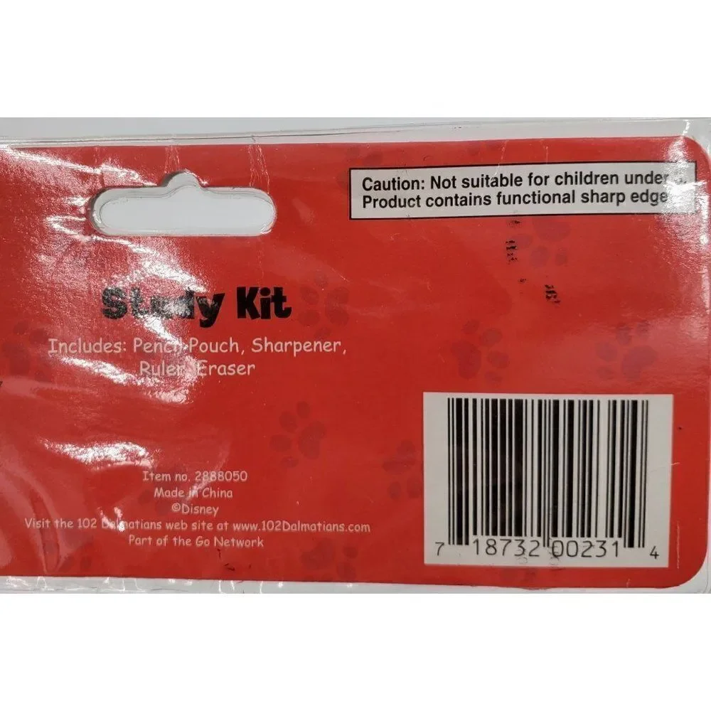 Disney's 101 Dalmatians Study Kit Pencil Pouch Sharpener Ruler Eraser